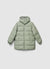 Langer, gesteppter Steppjacke mit Kapuze