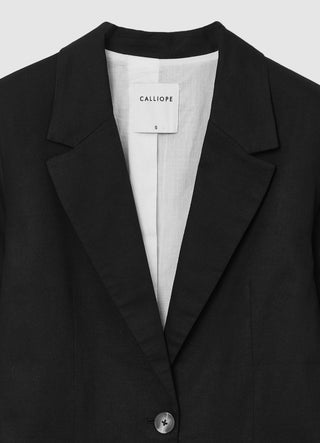 Linen-blend single-breasted jacket