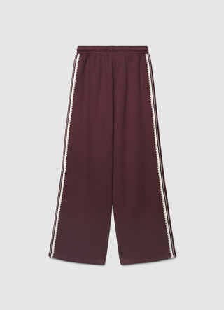 Palazzo trousers with drawstring and lace insert