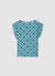 Blusa con stampa geometrica e maniche a rouche