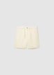 Unifarbene Jogger-Shorts aus Leinenmischung - S