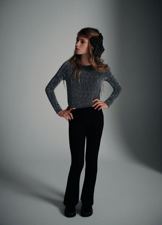 Flared trousers with an elasticated waistband