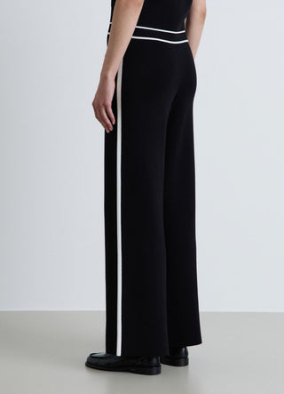 Pantaloni palazzo in maglia con profili