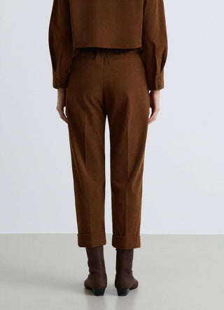 Straight corduroy trousers with cuffed hem