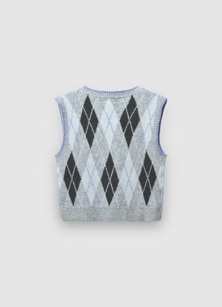 Diamond pattern knitted waistcoat