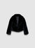 Crop jacket with plush effect and notched collar