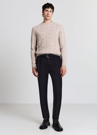 Pullover mit Rundhalsausschnitt und Zopfmuster