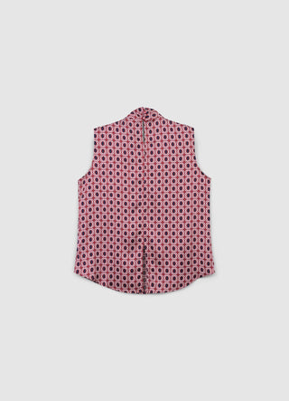 Sleeveless satin-like patterned top