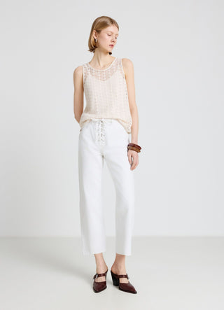 Crochet tank top with round neckline