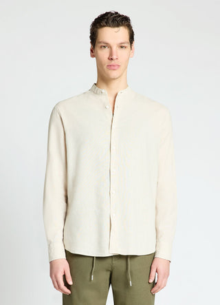 Camicia con collo coreana misto lino