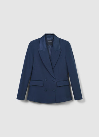 Double-breasted jacket with satin-like lapels
