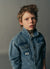 Denim shacket with sweatshirt hood