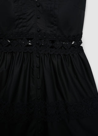 Vestito corto con spalline e inserti ricamati
