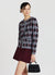 Crew neck cardigan with diamond pattern