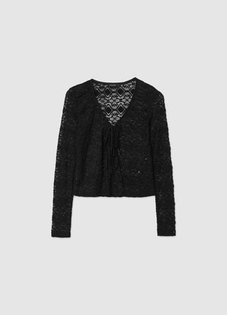 Cardigan aperto pizzo con laccetti