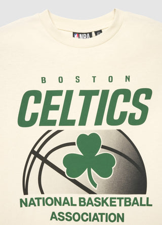 Oversized double-layer sleeve effect T-shirt with Boston Celtics® print