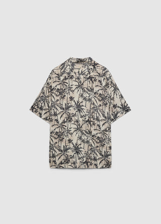 Camicia bowling con stampa palme