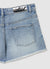 Shorts mom di jeans con strappi e applicazioni
