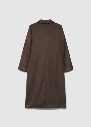 Long double-breasted solid-colour coat