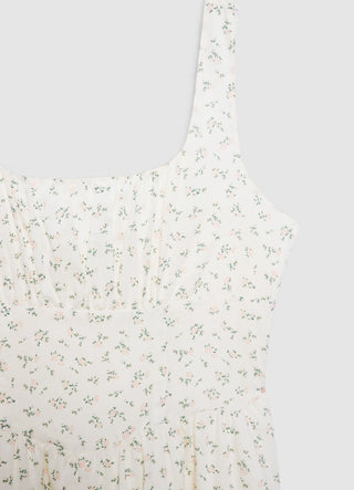 Vestito lungo con scollo quadrato e stampa floreale