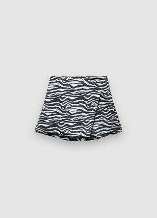 Gonna-pantalone simil satin fantasia