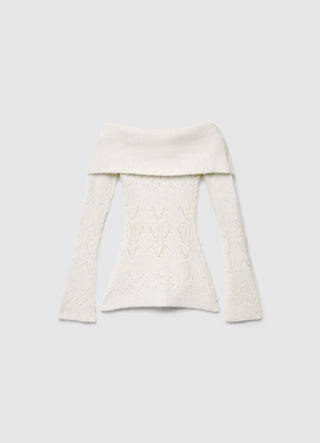Maglia spalle scoperte pointelle