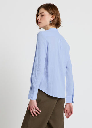 Camicia con collo alla coreana e bottoni