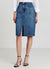 Denim midi skirt with slit