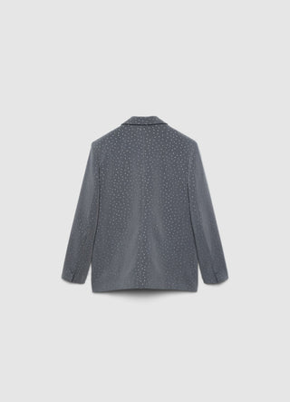 Giacca monopetto con strass all over