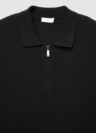 Maglia polo con zip a coste