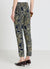 Trousers with foliage print and drawstring