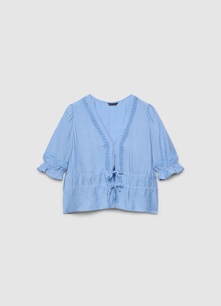 Blusa ajour con scollo a v e laccetti