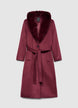Cappotto lungo con collo in pelliccia sintetica e cintura - XS