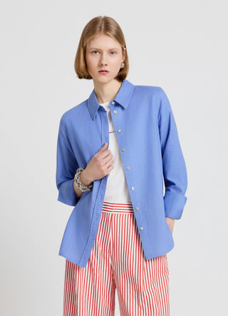 Solid colour linen blend shirt