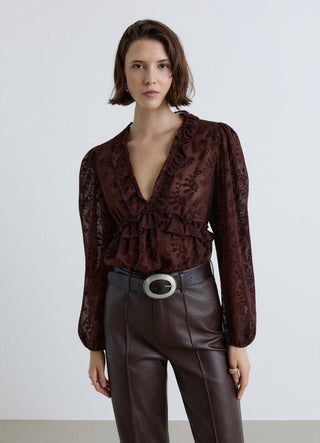 Bluse mit Blumenmuster und Volants