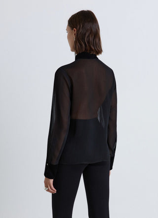 Camicia con abbottonatura nascosta e bottone gioiello