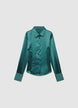 Solid colour faux satin crop shirt - XS