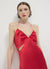 Vestito lungo simil satin cut out