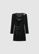 Short dress with draping and brooch - XS