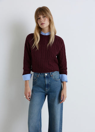 Crochet crop top with crew neck