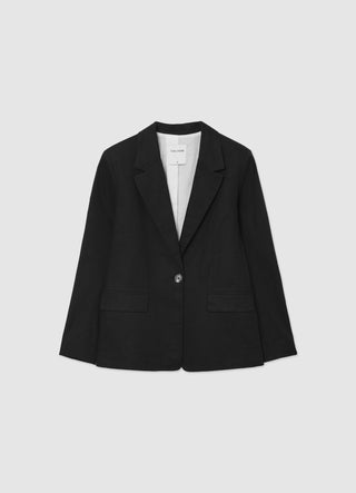 Linen-blend single-breasted jacket