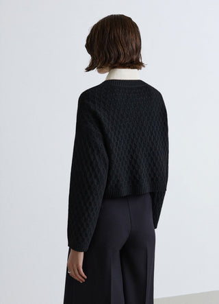 Cardigan crop in maglia con fiocchi