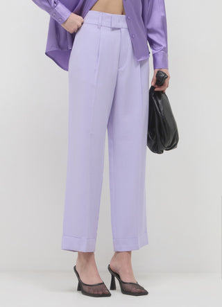 Pantaloni classici con vita elastica e risvolto