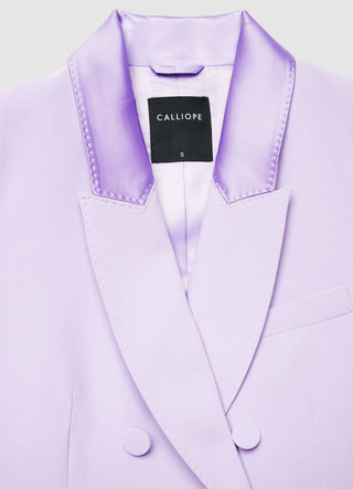 Giacca doppiopetto con revers similsatin
