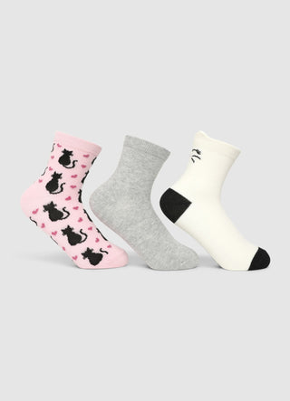 3-pack of socks with kittens