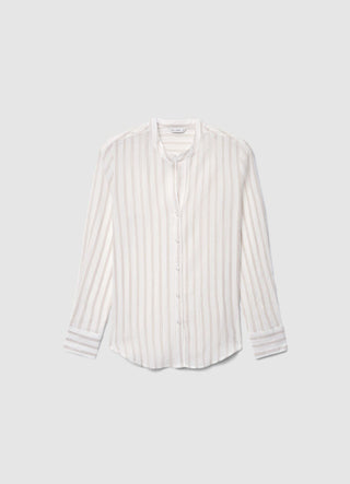 Camicia a righe con collo coreano