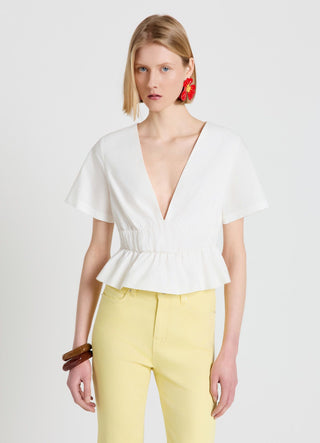 Top péplum avec taille froncée