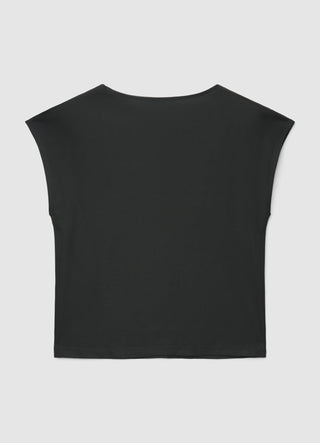 T-shirt tinta unita con manica ad aletta