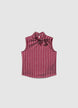 Striped sleeveless top with bow - XS