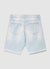 Shorts in denim effetto slavato con risvolto